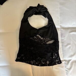 Elegant Black Lace Halter Top